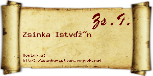 Zsinka István névjegykártya